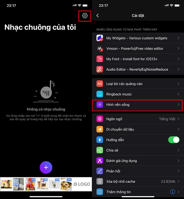 Chọn hình nền sống