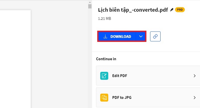 Click vào download để tải file xuống