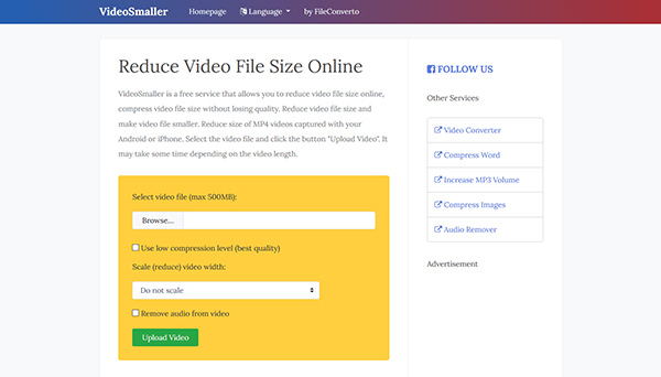 Giảm dung lượng video online bằng VideoSmaller
