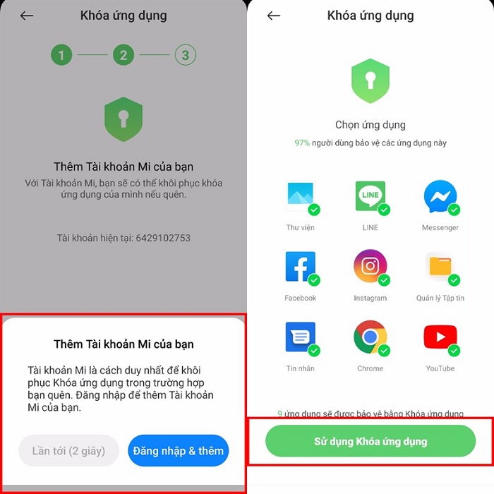 cách khóa ứng dụng trên điện thoại Xiaomi