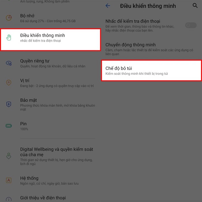 Chọn Chế độ bỏ túi