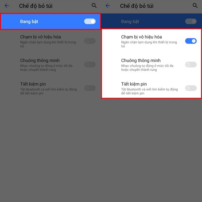 Ở chế độ Đang bật, bạn gạt công tắc sang phải để kích hoạt tính năng này