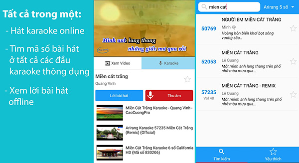 Phần mềm hát Karaokie Online trên điện thoại Karaoke Vietnam