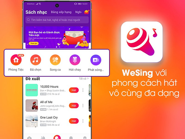 Hát Karaoke Online trên điện thoại với Wesing