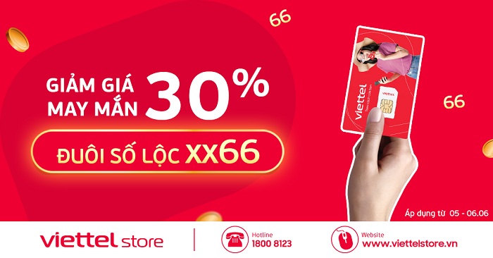 Giảm 30% sim số đẹp có đuôi 66