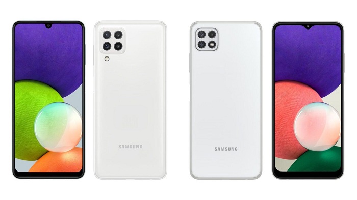 Galaxy A22 4G bên phải và Galaxy A22 5G bên trái