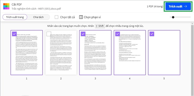 Chọn nút Trích xuất
