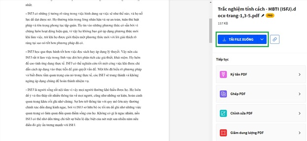 Chọn nút Tải file xuống