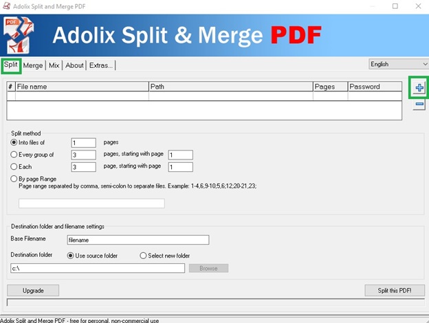 Nhấn chọn biểu tượng dấu + ở góc phải để mở file PDF cần tách