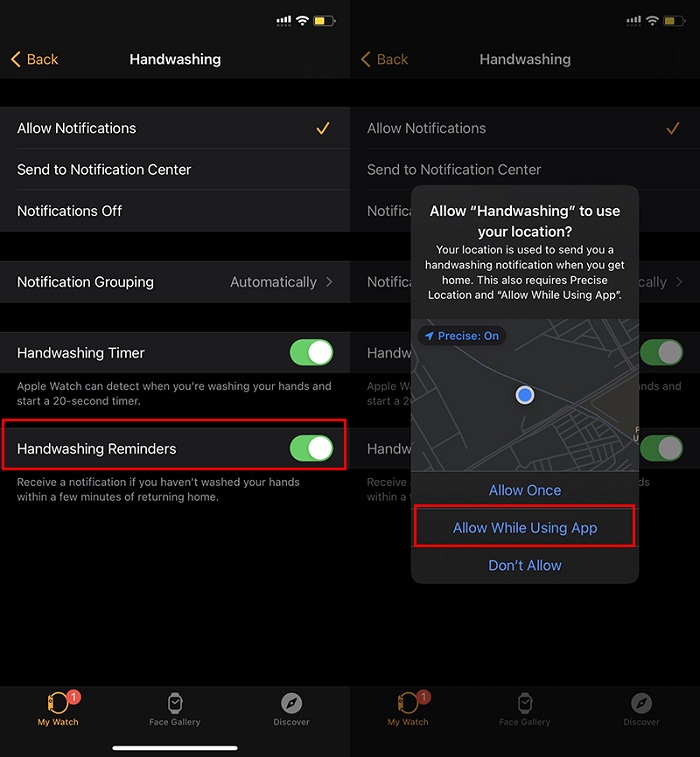 Chọn Allow while using app để cung cấp vị trí giúp ứng dụng đưa ra lời nhắc nhở