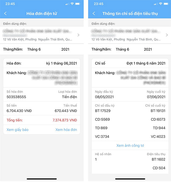 Tra cứu tiền điện đối với người dân tại KV miền Nam (2)
