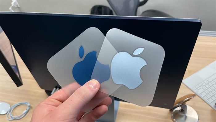 Miếng dán sticker hình Táo khuyết màu trắng và xanh