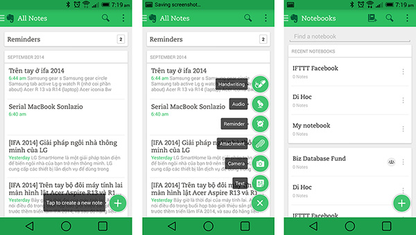 Ứng dụng Evernote giúp ghi chú những thông tin quan trọng