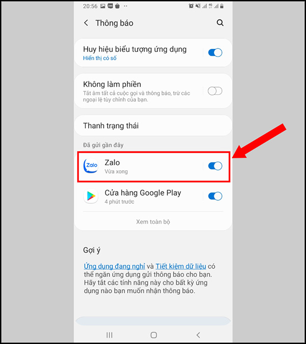 Cấp quyền thông báo cho ứng dụng Zalo (1)