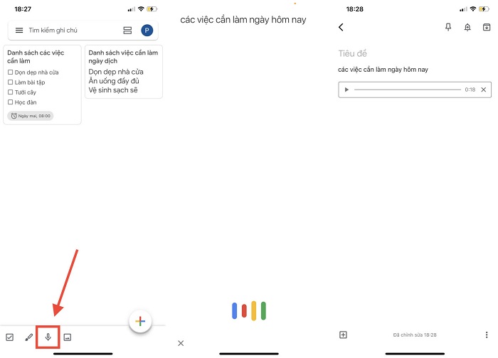 Nhấn vào biểu tượng micro bên dưới màn hình để bắt đầu ghi âm