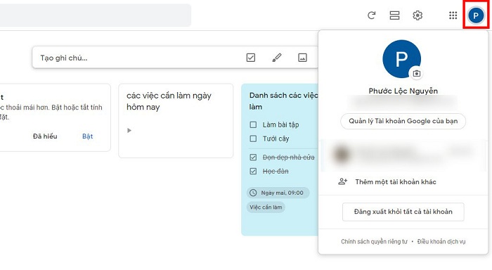 Đăng nhập tài khoản Google của bạn