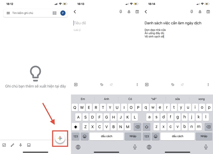Nhấn chọn biểu tượng dấu cộng và nhập tiêu đề, nội dung