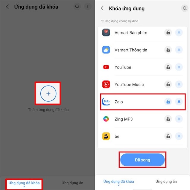 cách khóa ứng dụng trên điện thoại Vsmart