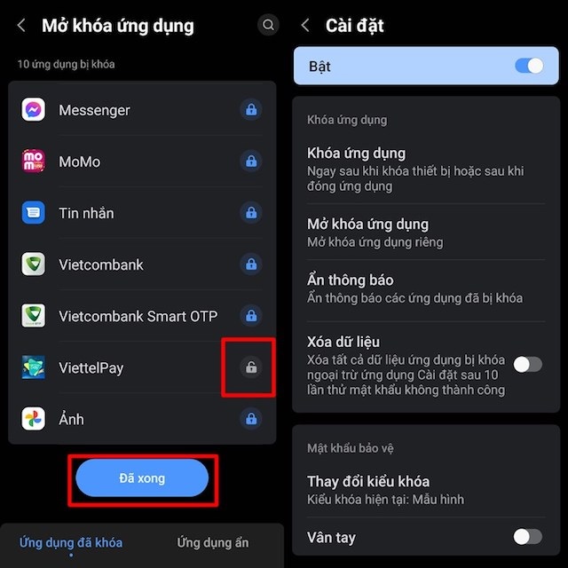 cách khóa ứng dụng trên điện thoại Vsmart