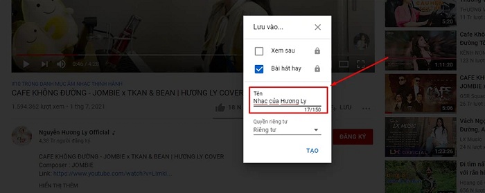 Đặt tên cho danh sách phát