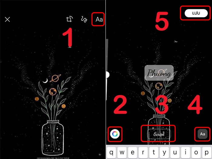 Nhấn vào biểu tượng chữ Aa và nhập văn bản rồi chọn Lưu để chèn chữ ký hoặc ký tự