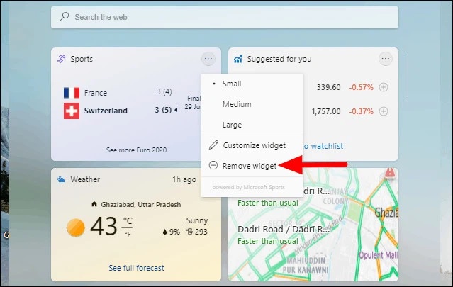 Xóa widget trên Windows 11