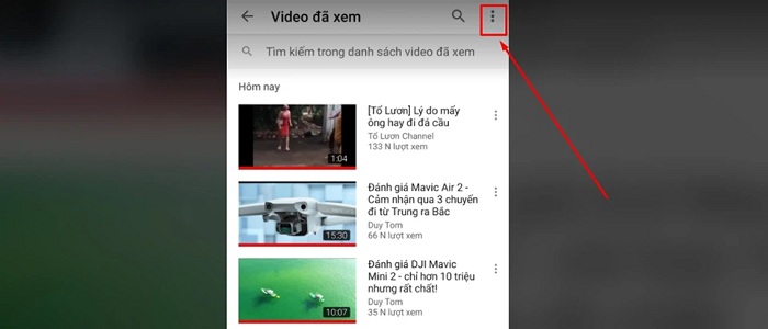 Nhấn vào biểu tượng ba dấu chấm
