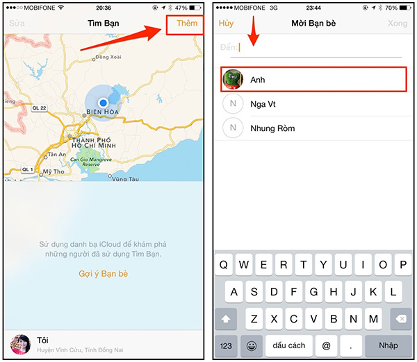 Cách cài định vị giữa 2 điện thoại iPhone (3)