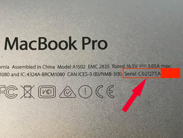 Kiểm tra số serial trên mặt lưng Macbook