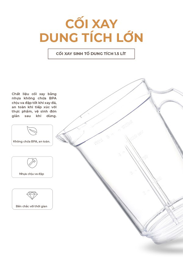 Chọn loại cối xay có dung tích phù hợp với nhu cầu sử dụng