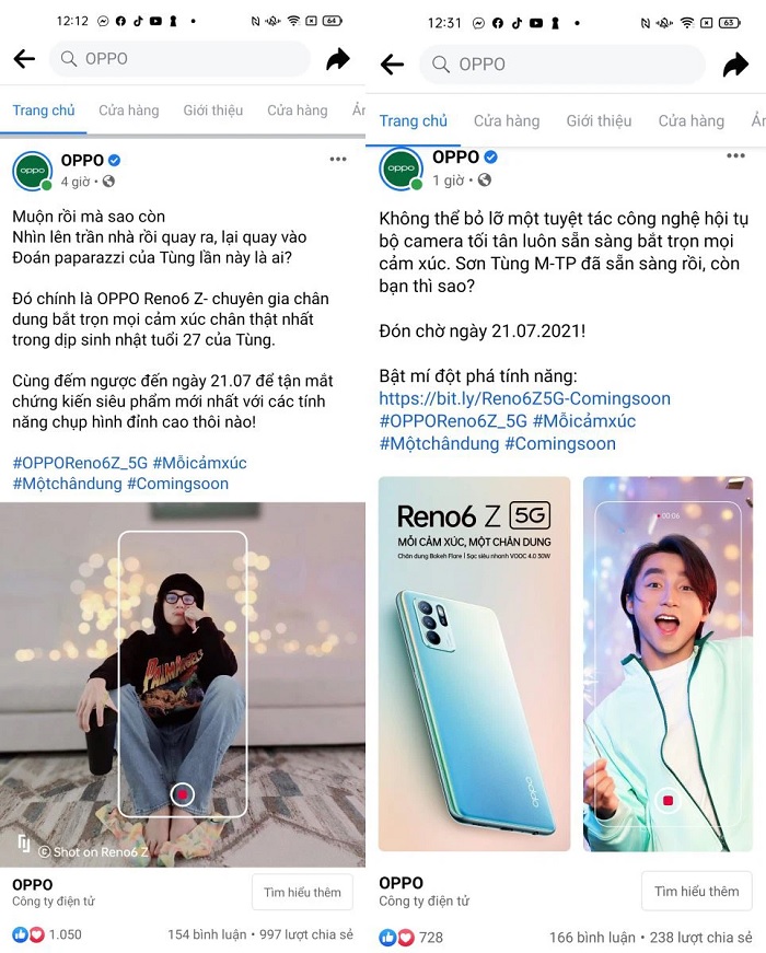 Bài đăng được OPPO chia sẻ trên fanpage của hãng