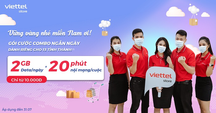 Viettel Storre dành tặng 13 tỉnh miền Nam chương trình "Gói cước combo ngắn ngày giá chỉ từ 10.000 đồng"
