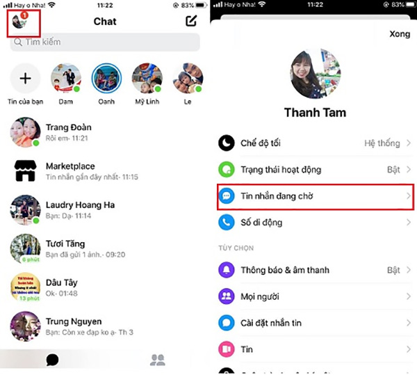 Kiểm tra mục tin nhắn chờ trên Messenger