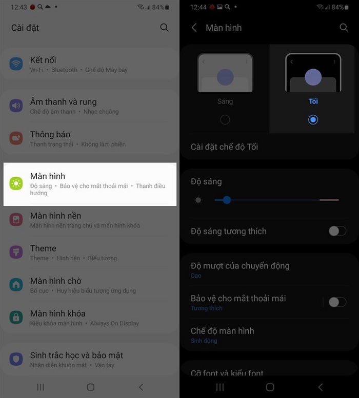 Kích hoạt chế độ tối