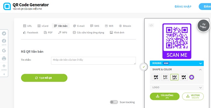 Phần mềm tạo mã QR Code Generator