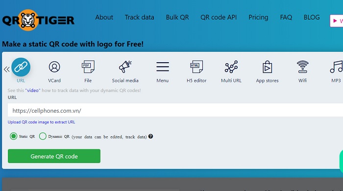 QR Tiger được đánh giá là một trong những phần mềm tạo mã QR Code tốt nhất hiện nay