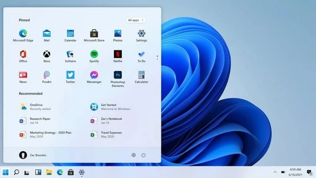 Thay đổi rõ nhất ở Window 11 là được trang bị thanh Taskbar mới, với bố cục tương tự như trên macOS