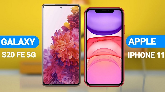 Galaxy S20 FE nổi trội hơn iPhone 11 khi so sánh về kích thước và thông số màn hình