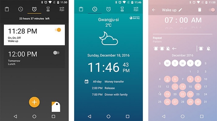 Giao diện của ứng dụng Early Bird Alarm Clock