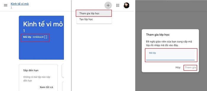 Nhập mã lớp để tham gia lớp học