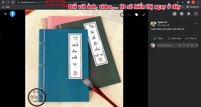 ID của hình ảnh hiển thị ngay trên link