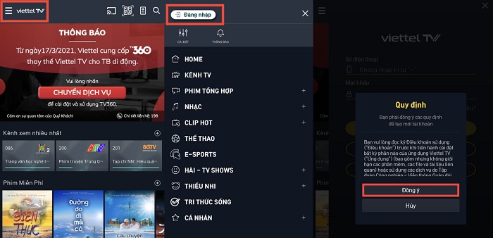 Chọn đồng ý để sang bước tiếp theo