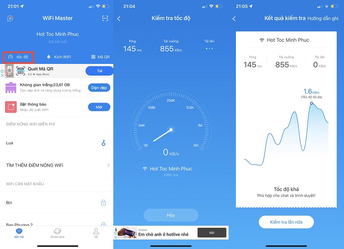 Nhắn tin và lướt web với tốc độ đường truyền như trên