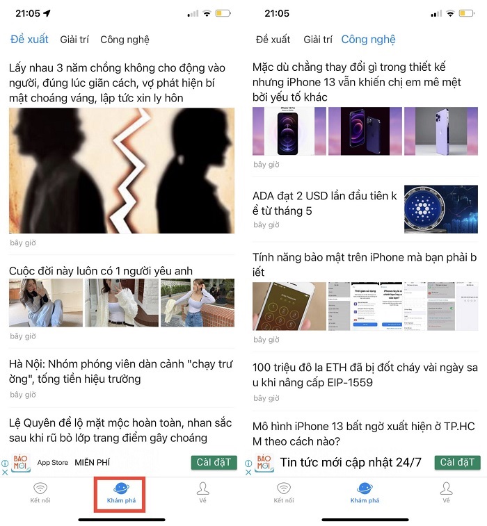Rất nhiều tin tức có trong ứng dụng