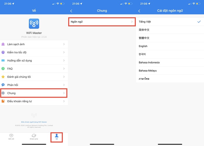 Chọn ngôn ngữ cho ứng dụng