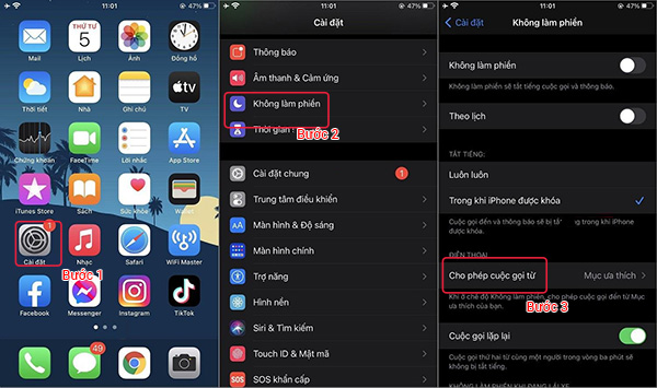 Bật chế độ Không làm phiền trên iPhone trong Cài đặt