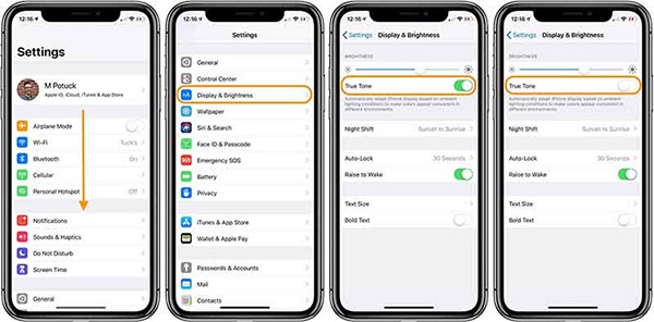 Cách Bật/tắt True Tone trong Cài đặt