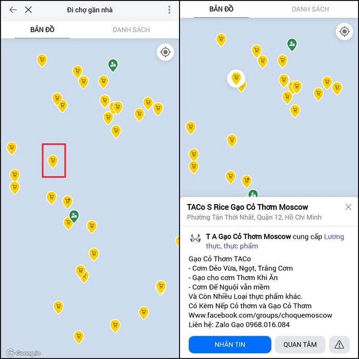 Mua thực phẩm bằng cách dùng bản đồ