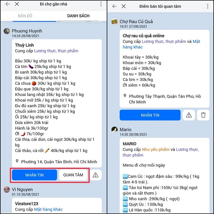 Mua thực phẩm qua danh sách