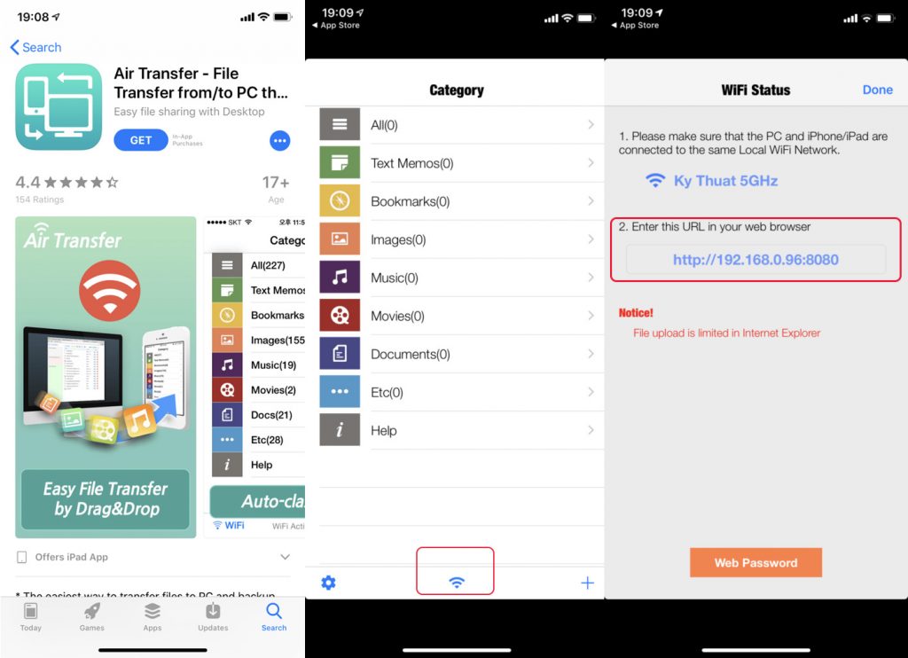 Kết nối iPhone với máy tính qua Wifi